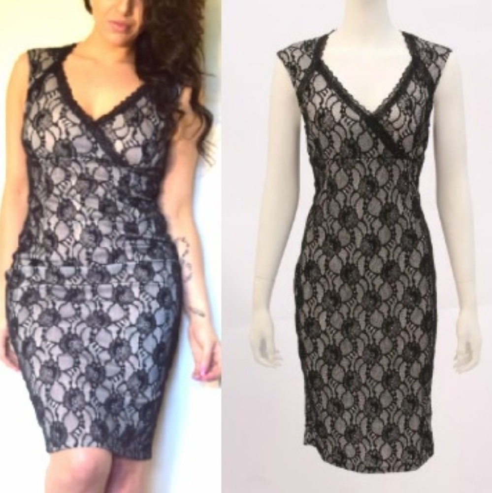 Black Lace Print Dress